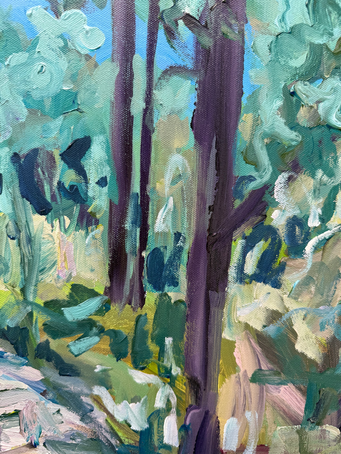 Between The Trees- Abstract Landscape Painting - 31x25 inches