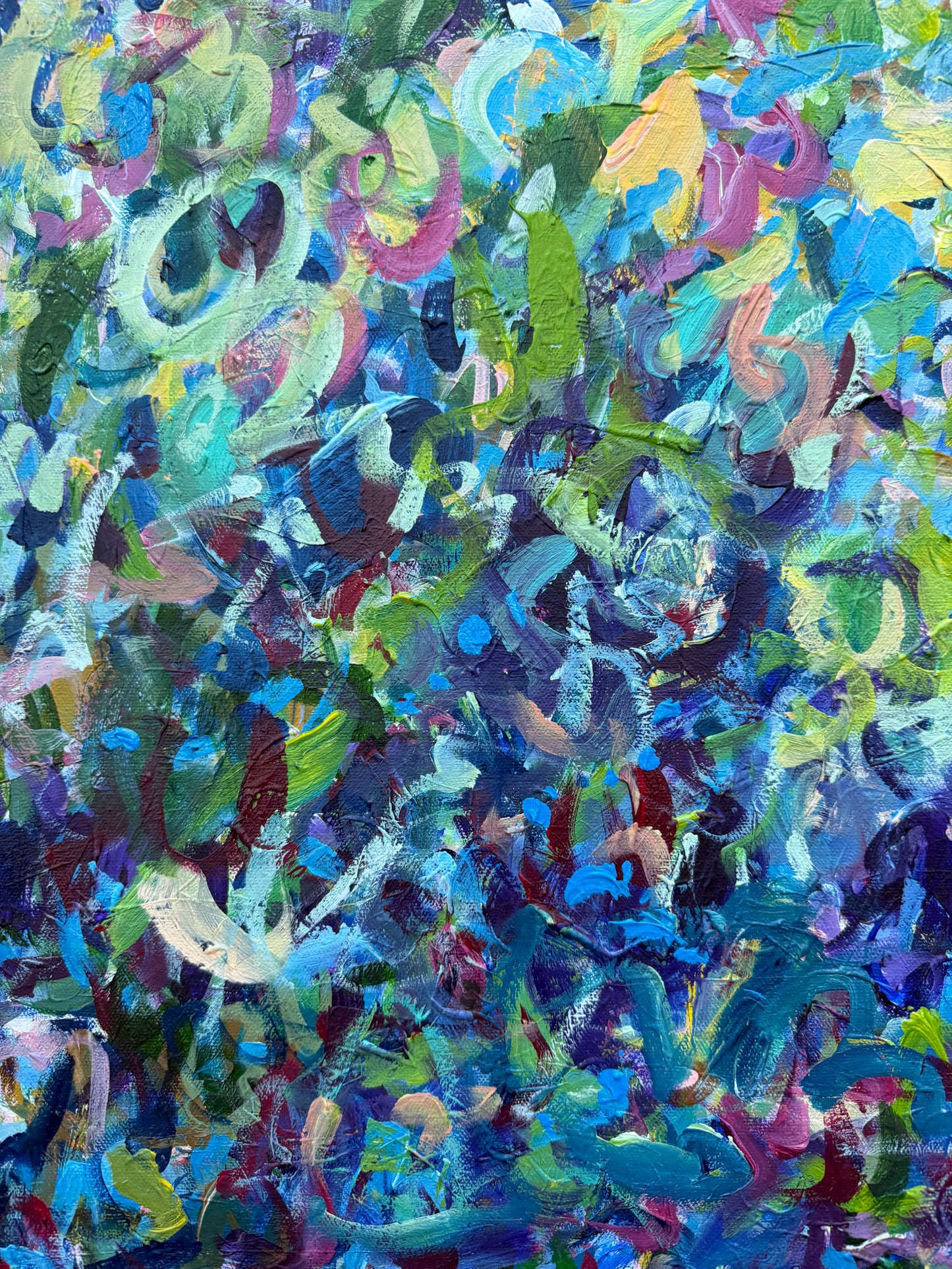 Abundant Life - Abstract Floral Painting - 31x31 inches