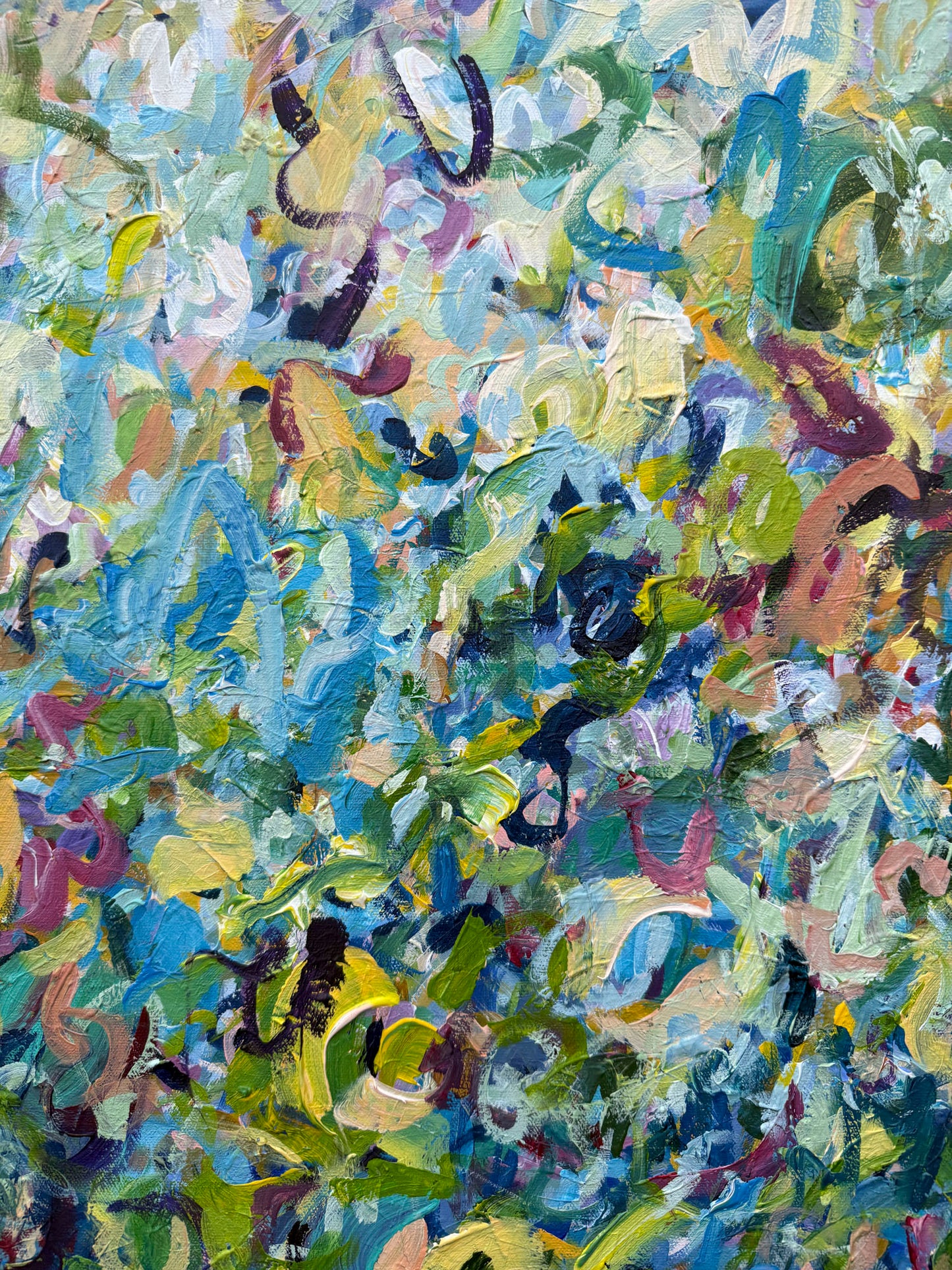 Abundant Life - Abstract Floral Painting - 31x31 inches