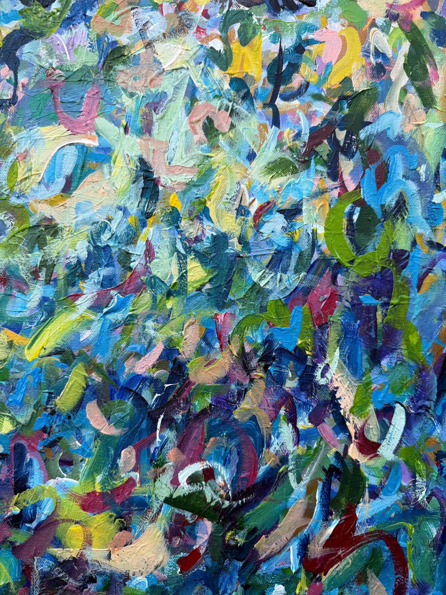 Abundant Life - Abstract Floral Painting - 31x31 inches