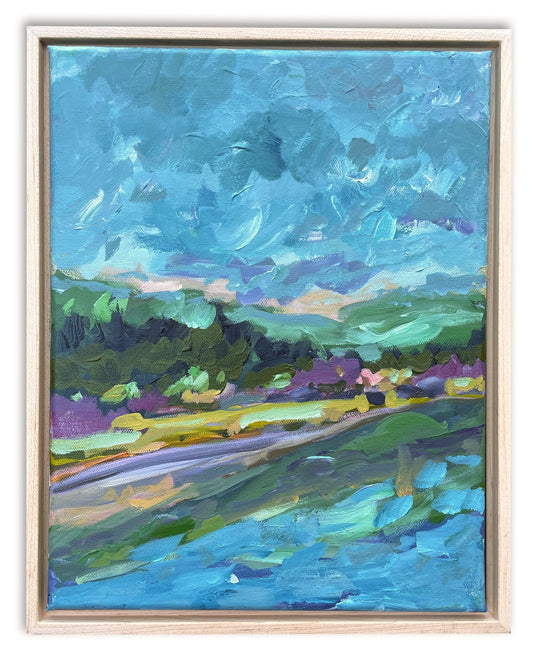 River Bend - Abstract Landscape Painting - 12x15 inches