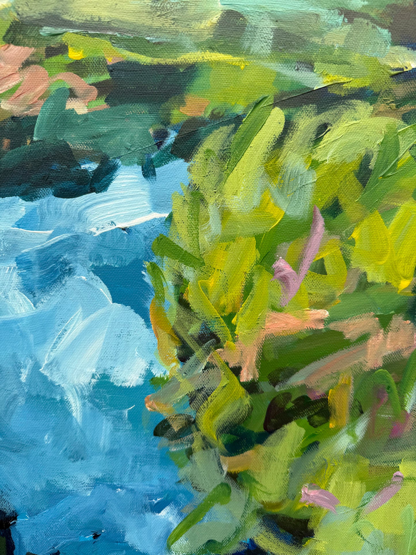 Creekside - Abstract Landscape Painting - 31x41 inches