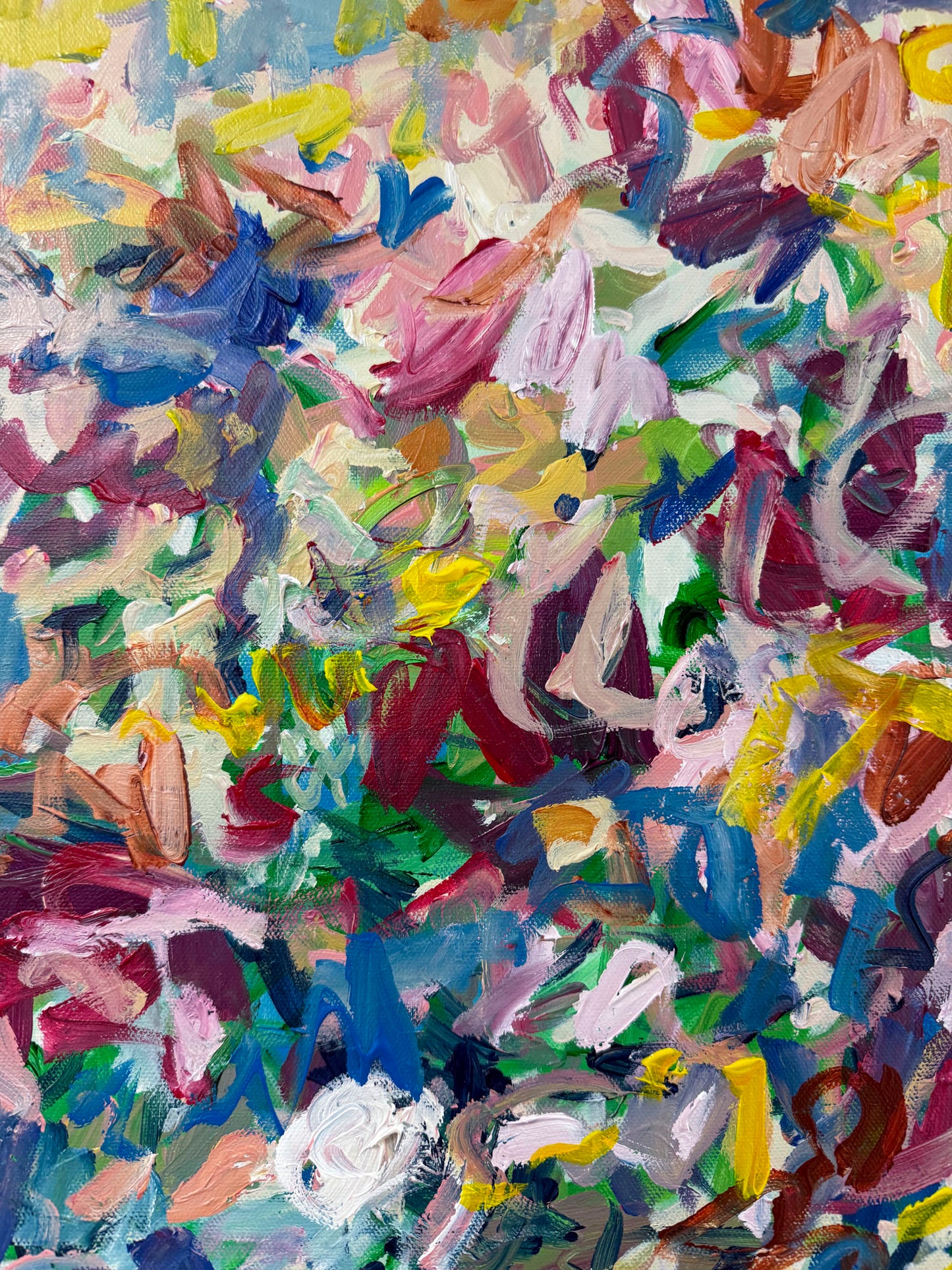 Current - Abstract Floral Painting - 17x21 inches