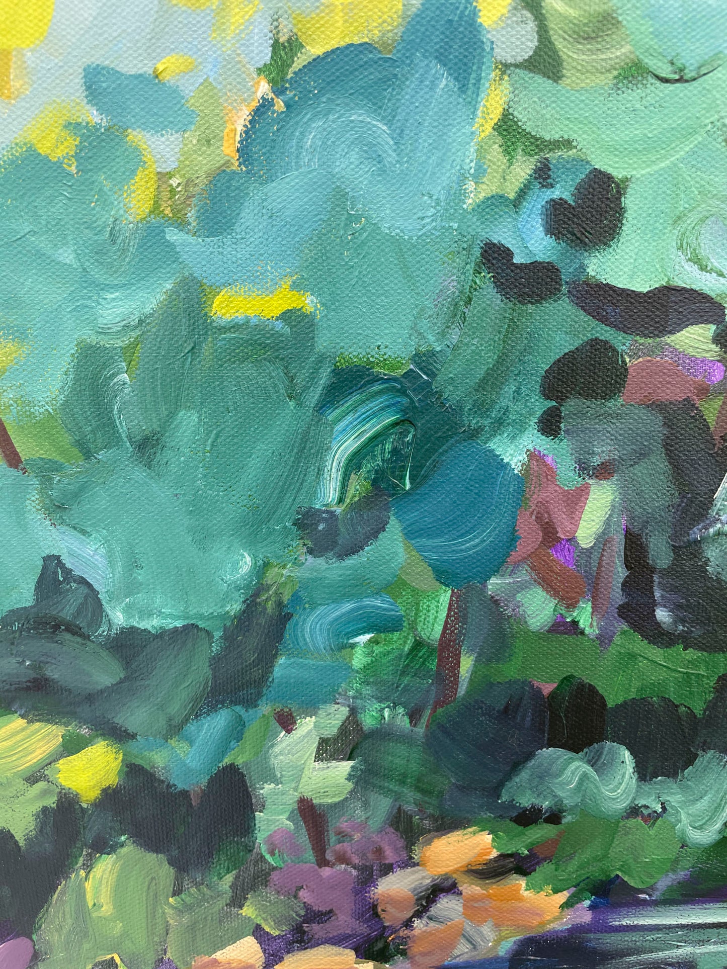 Down By The River - Abstract Landscape Painting - 21x17 inches