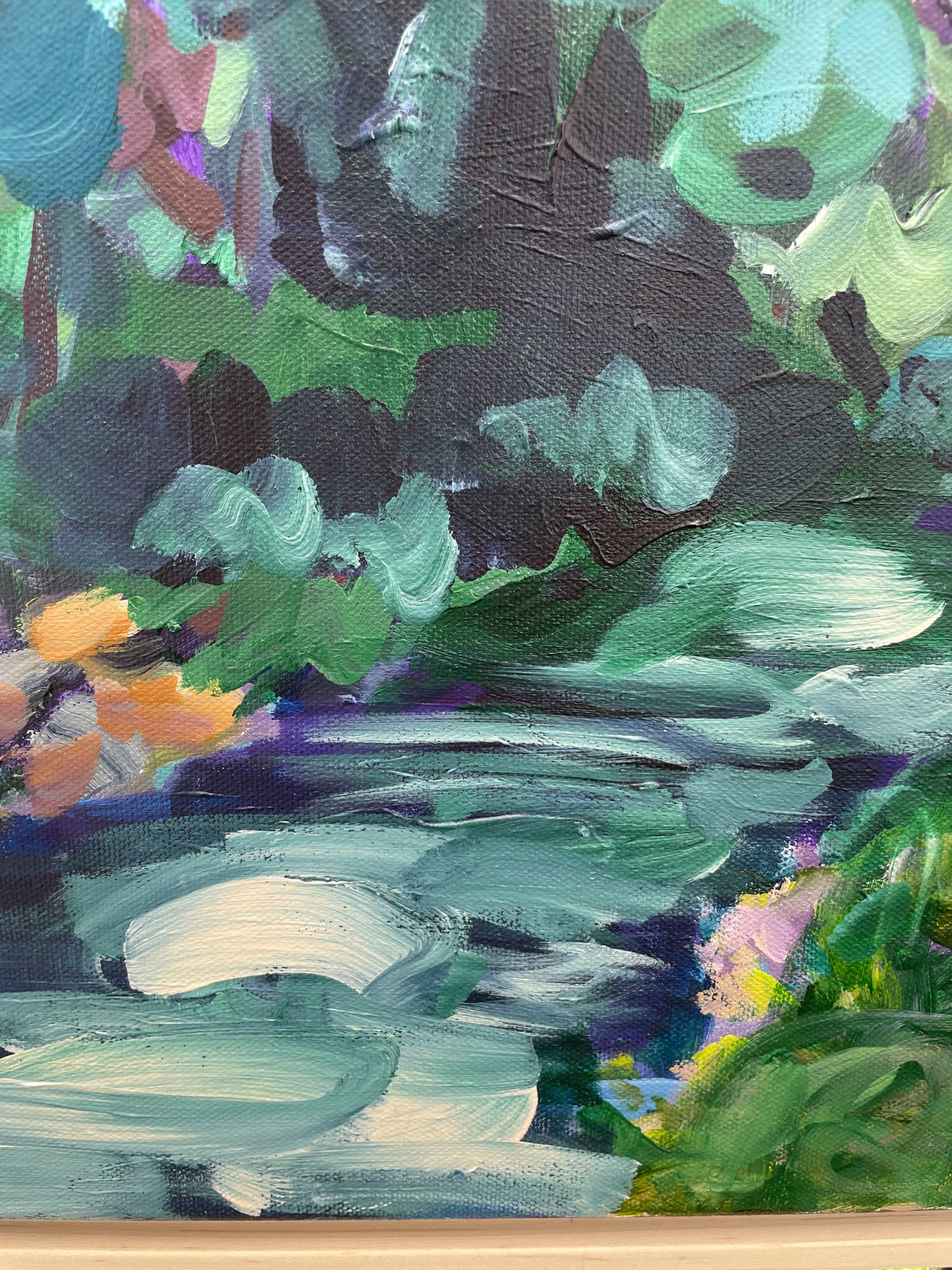Down By The River - Abstract Landscape Painting - 21x17 inches