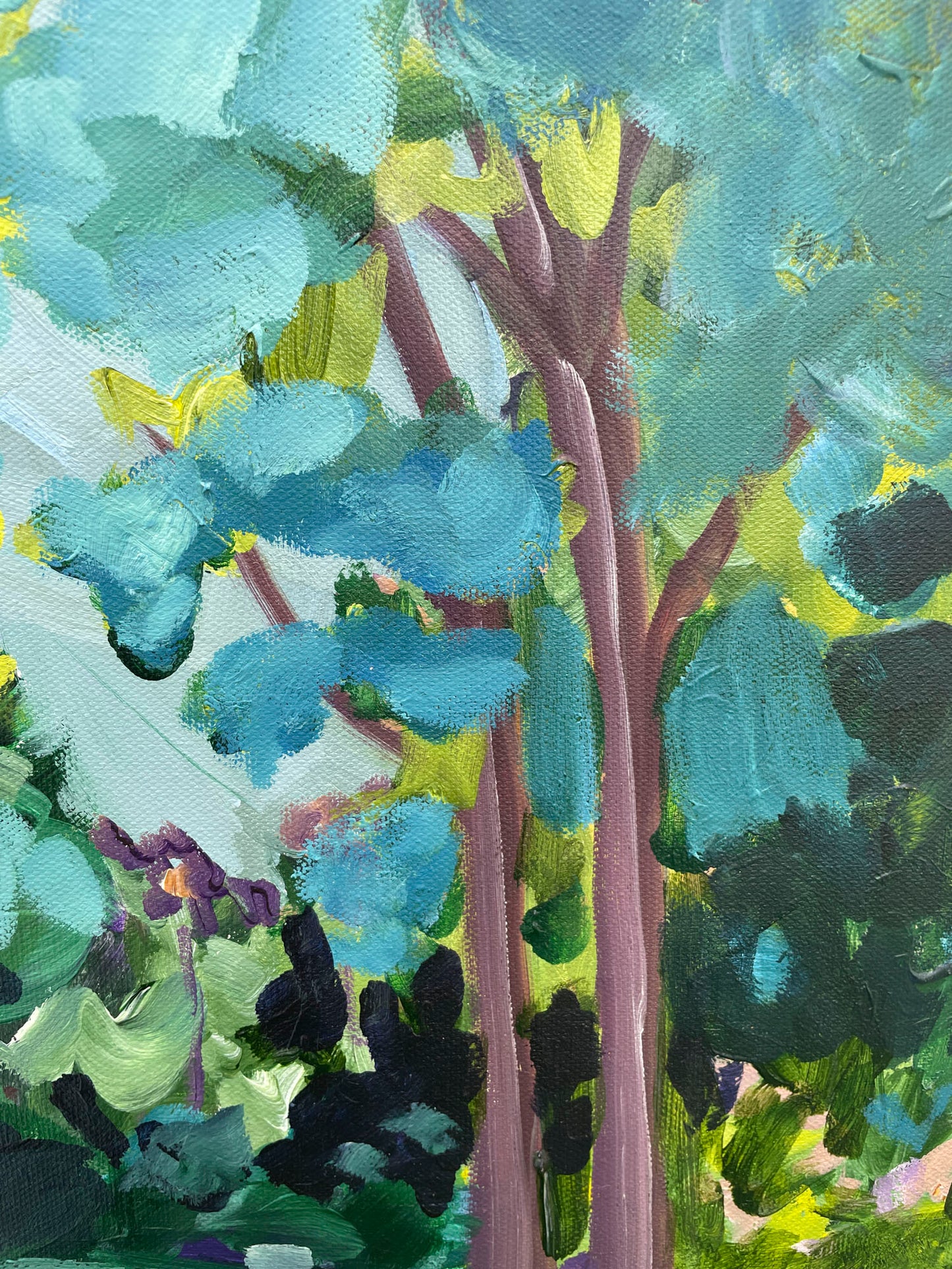 Down By The River - Abstract Landscape Painting - 21x17 inches