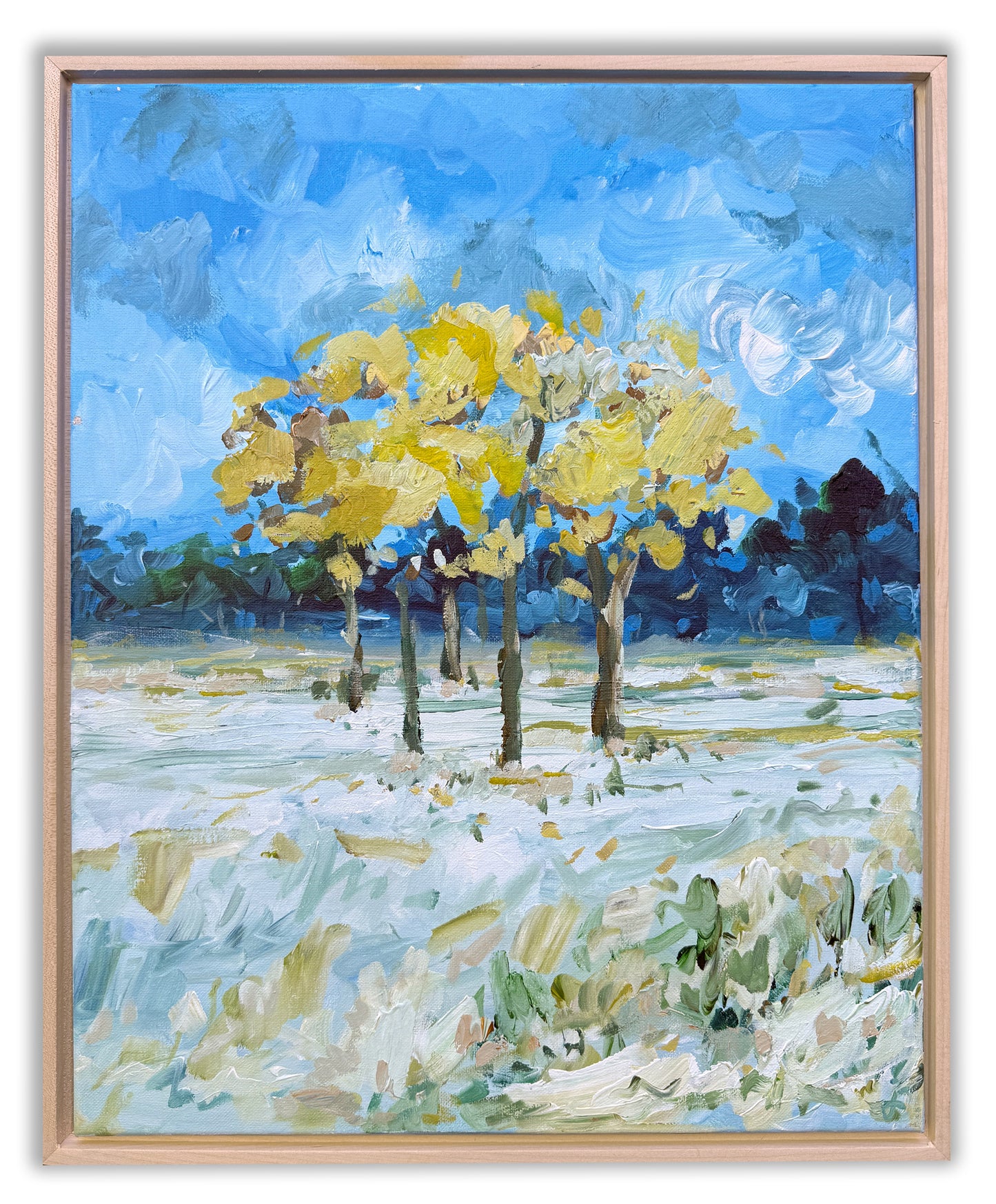 Early Snow - Abstract Landscape Painting - 17x21 inches