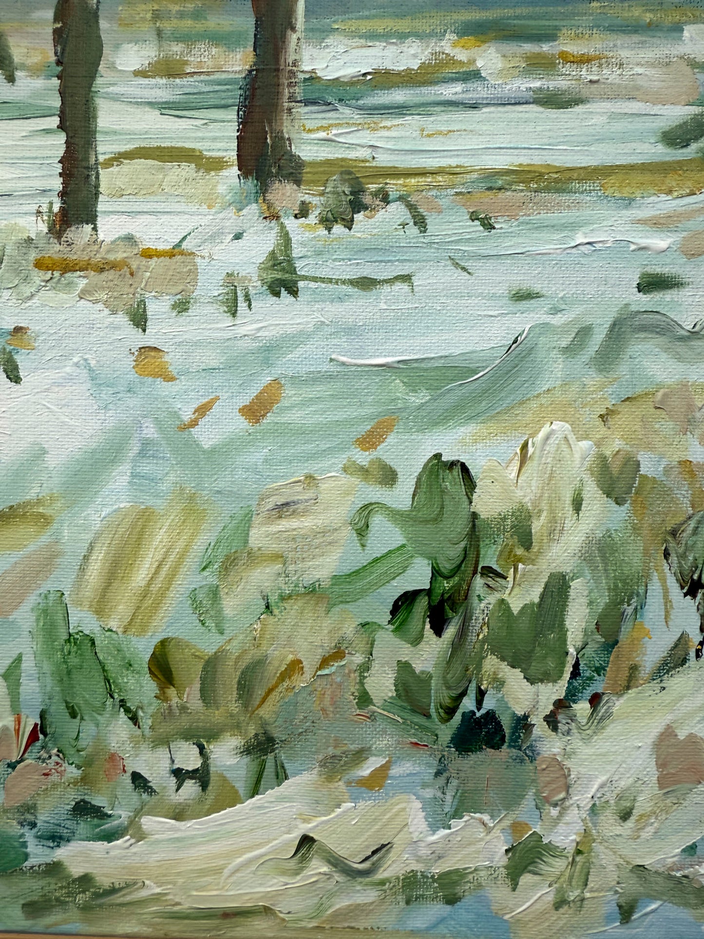 Early Snow - Abstract Landscape Painting - 17x21 inches