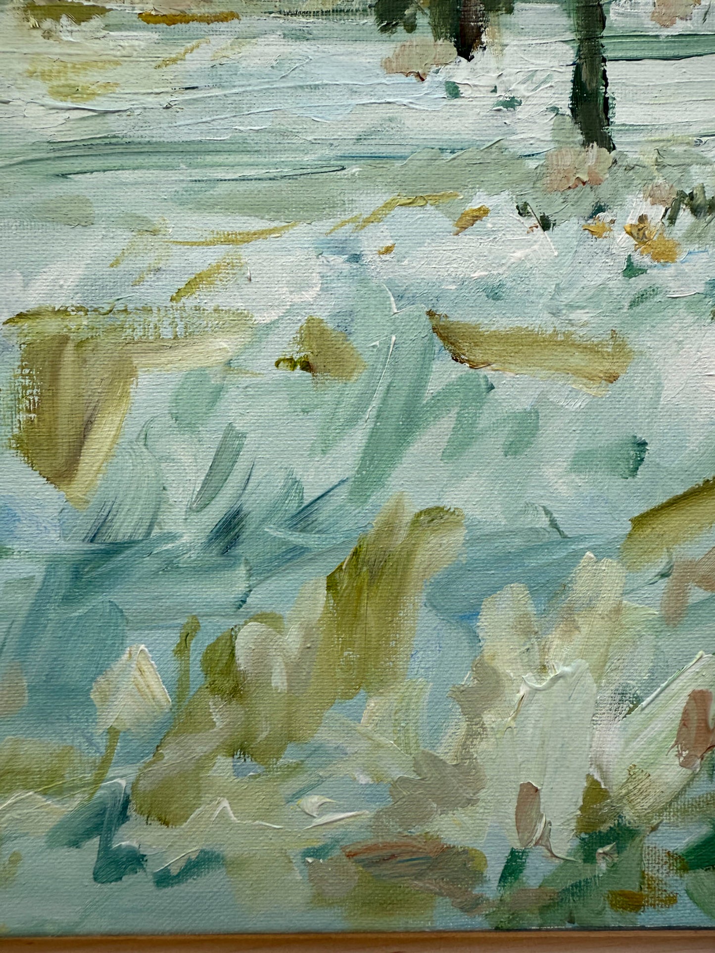 Early Snow - Abstract Landscape Painting - 17x21 inches