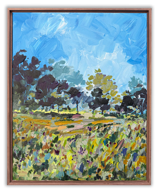 Field of Wild Flowers - Abstract Landscape Painting - 17x21 inches