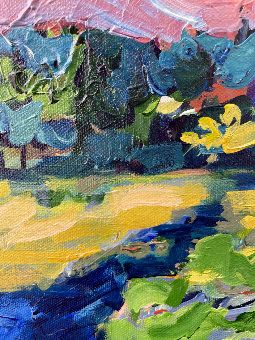Field Creek - Abstract Floral Painting - 17x21 inches