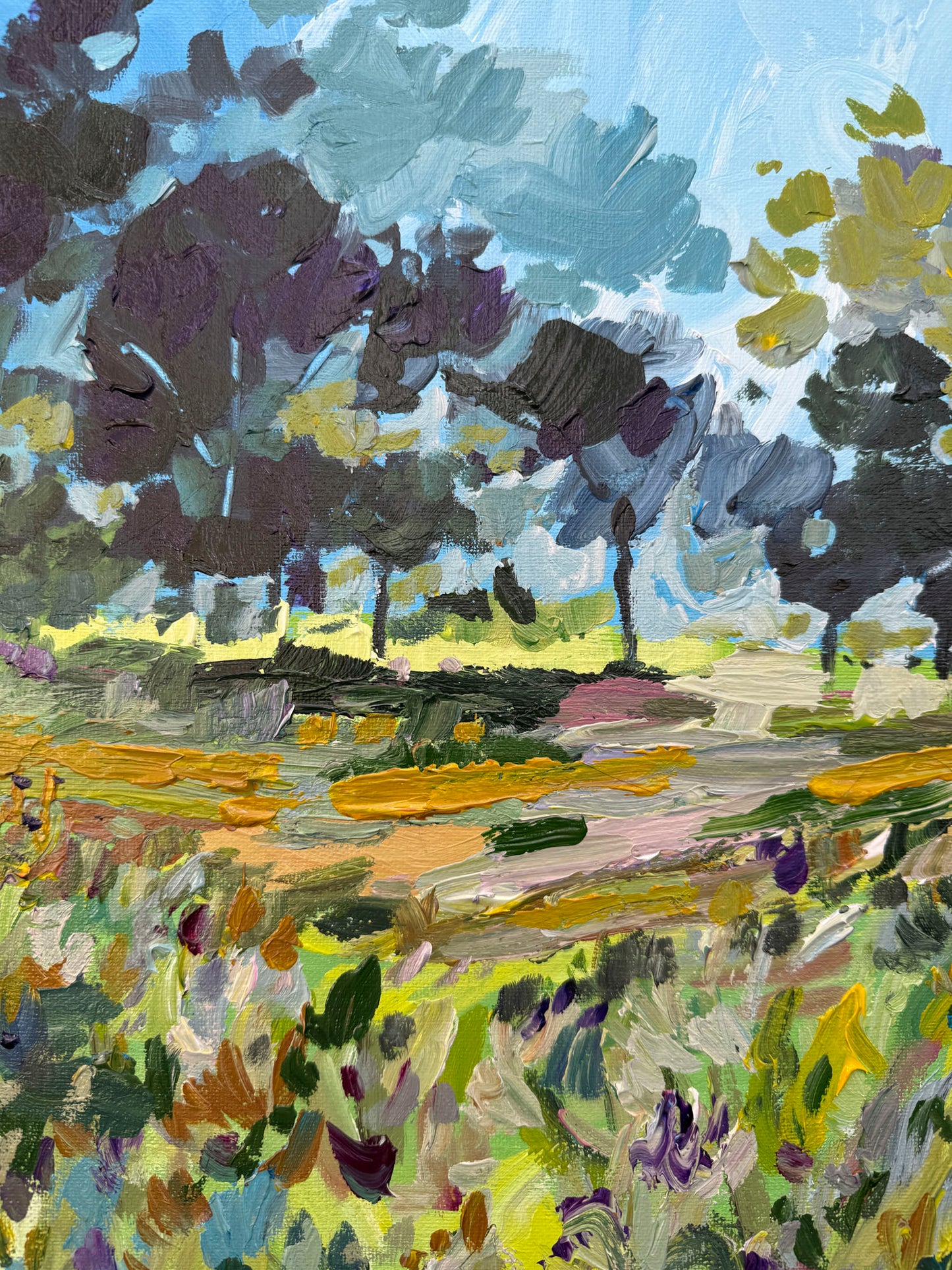 Field of Wild Flowers - Abstract Landscape Painting - 17x21 inches
