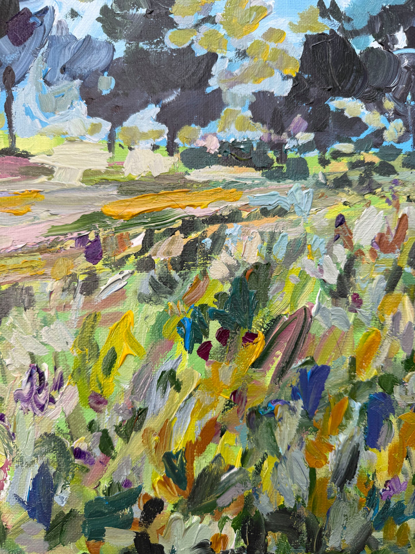 Field of Wild Flowers - Abstract Landscape Painting - 17x21 inches