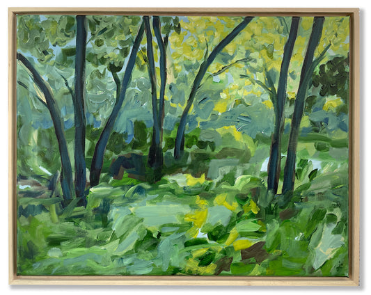 Green Dreams - Abstract Landscape Painting - 21x17in
