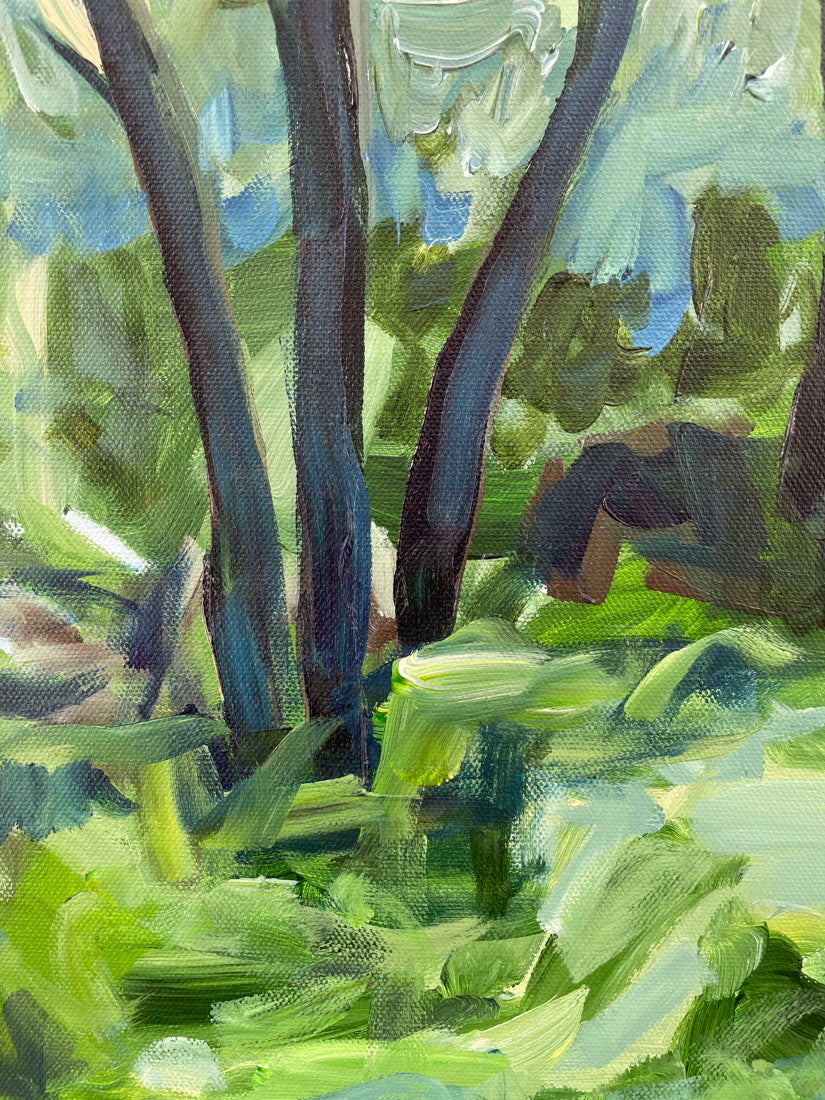 Green Dreams - Abstract Landscape Painting - 21x17in