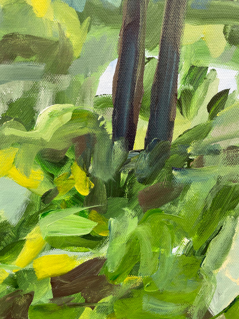 Green Dreams - Abstract Landscape Painting - 21x17in