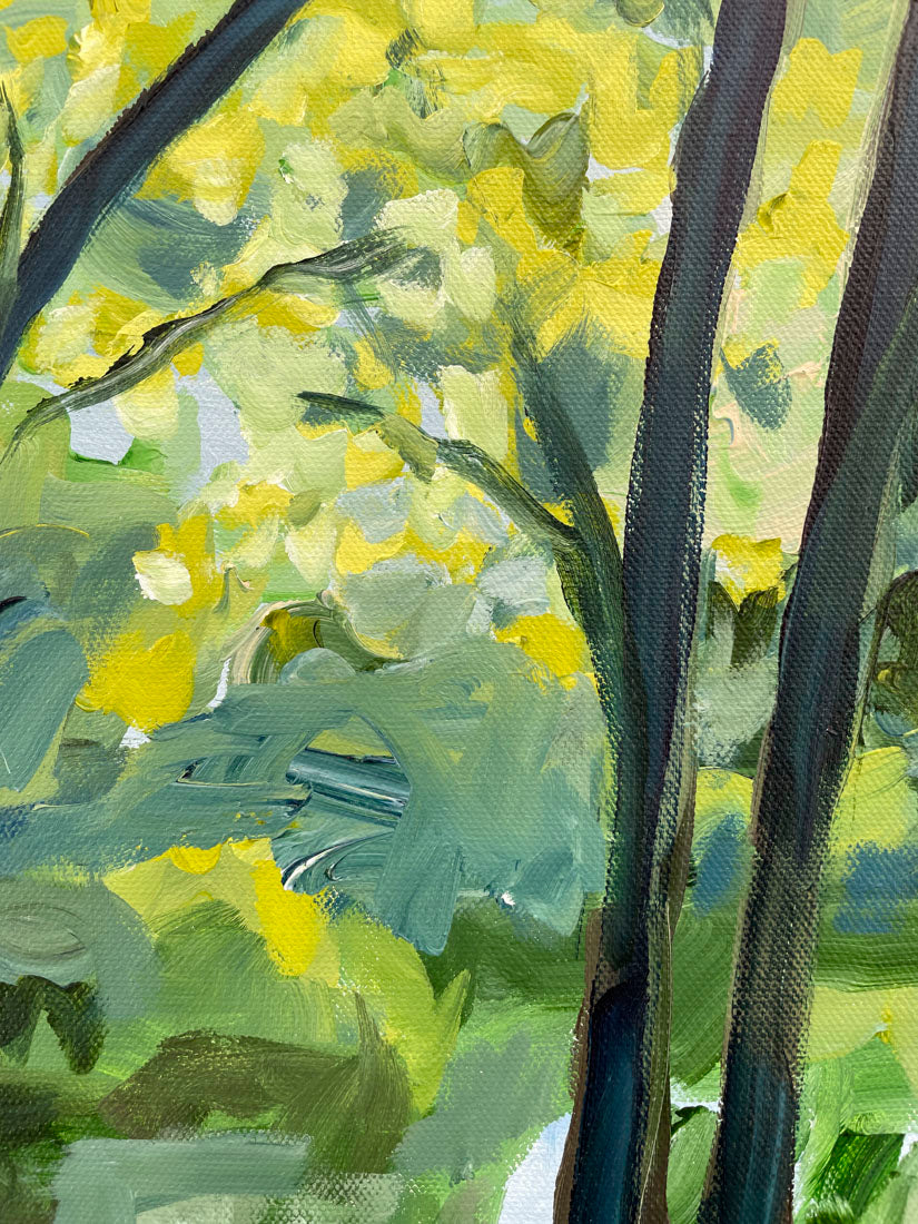 Green Dreams - Abstract Landscape Painting - 21x17in