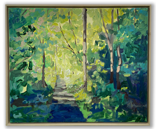 Lighted Path- Abstract Landscape Painting - 25x21 inches