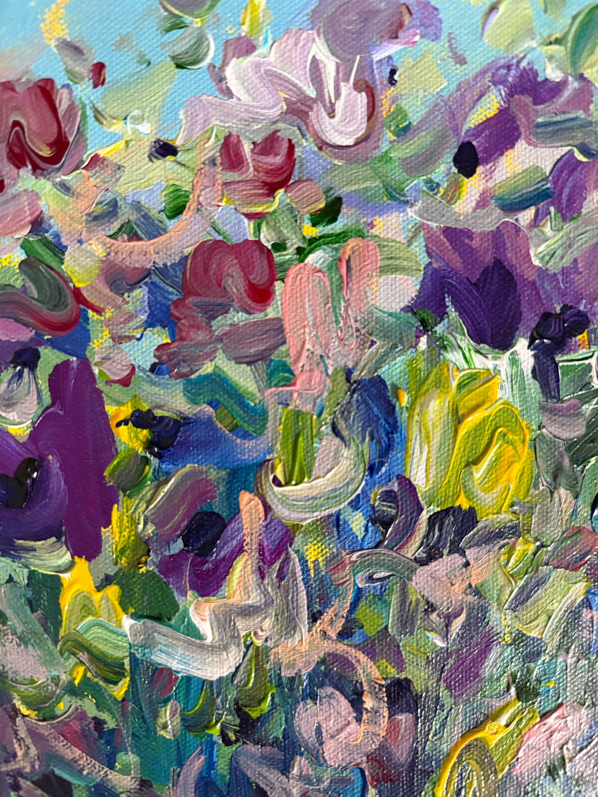 Morning Garden - Abstract Floral Painting - 9x12 inches