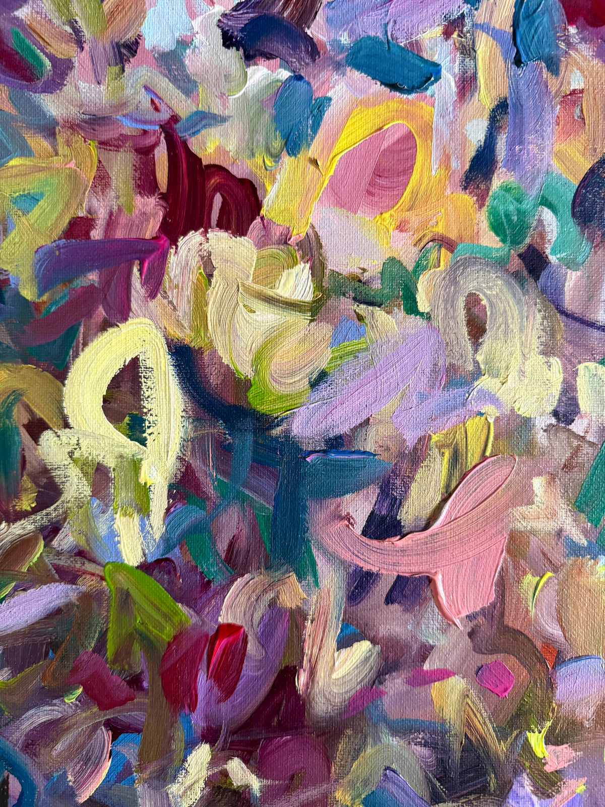 In The Garden - Abstract Floral Painting - 17x21 inches