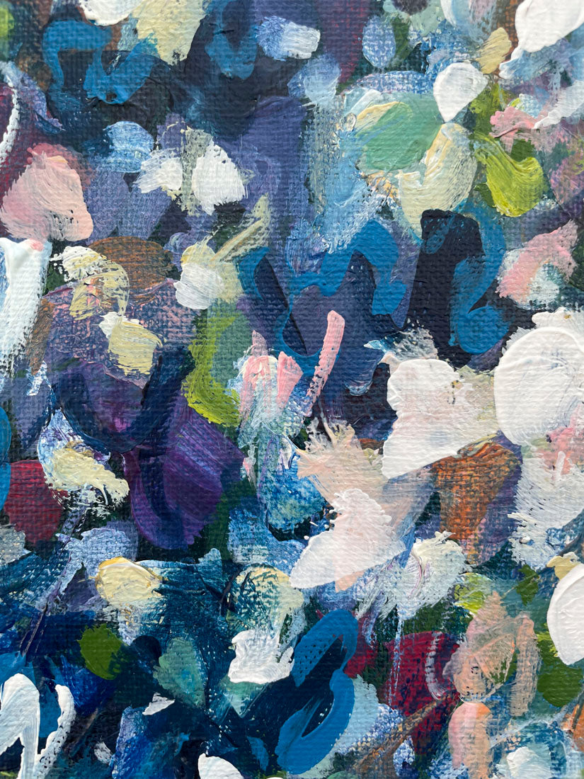 Garden at Dusk - Abstract Floral Painting - 12x15in
