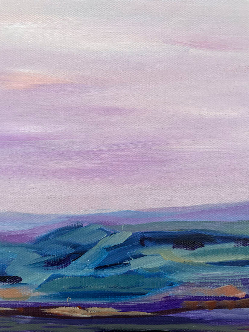 Moon Rising - Abstract Landscape Painting 20x10in