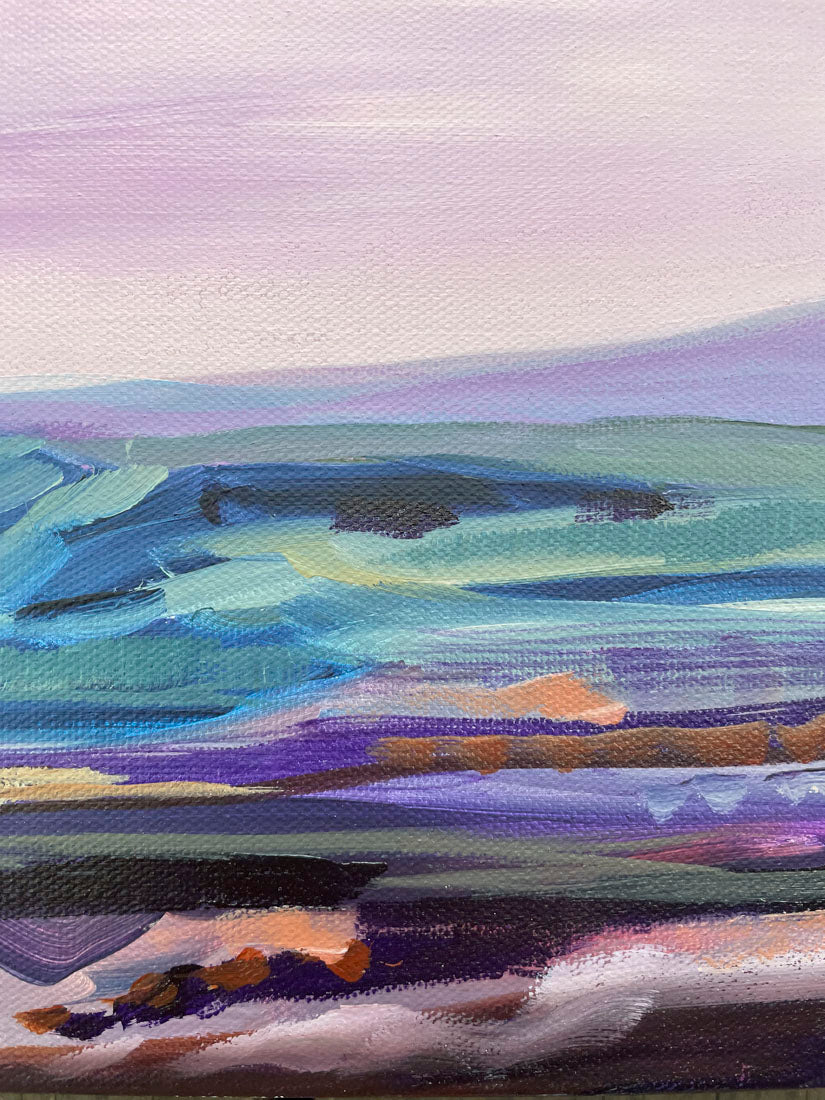 Moon Rising - Abstract Landscape Painting 20x10in