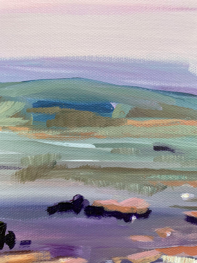 Moon Rising - Abstract Landscape Painting 20x10in