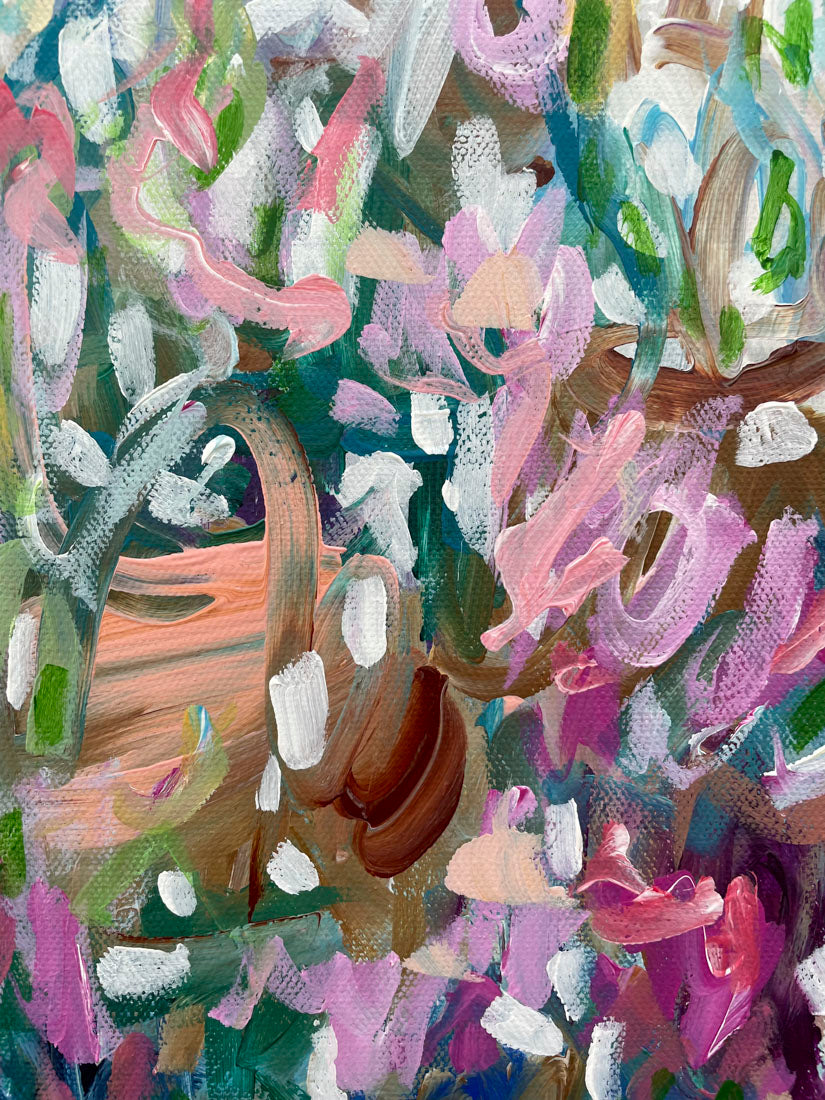 Pretty Girl - Abstract Floral Painting 17x21in