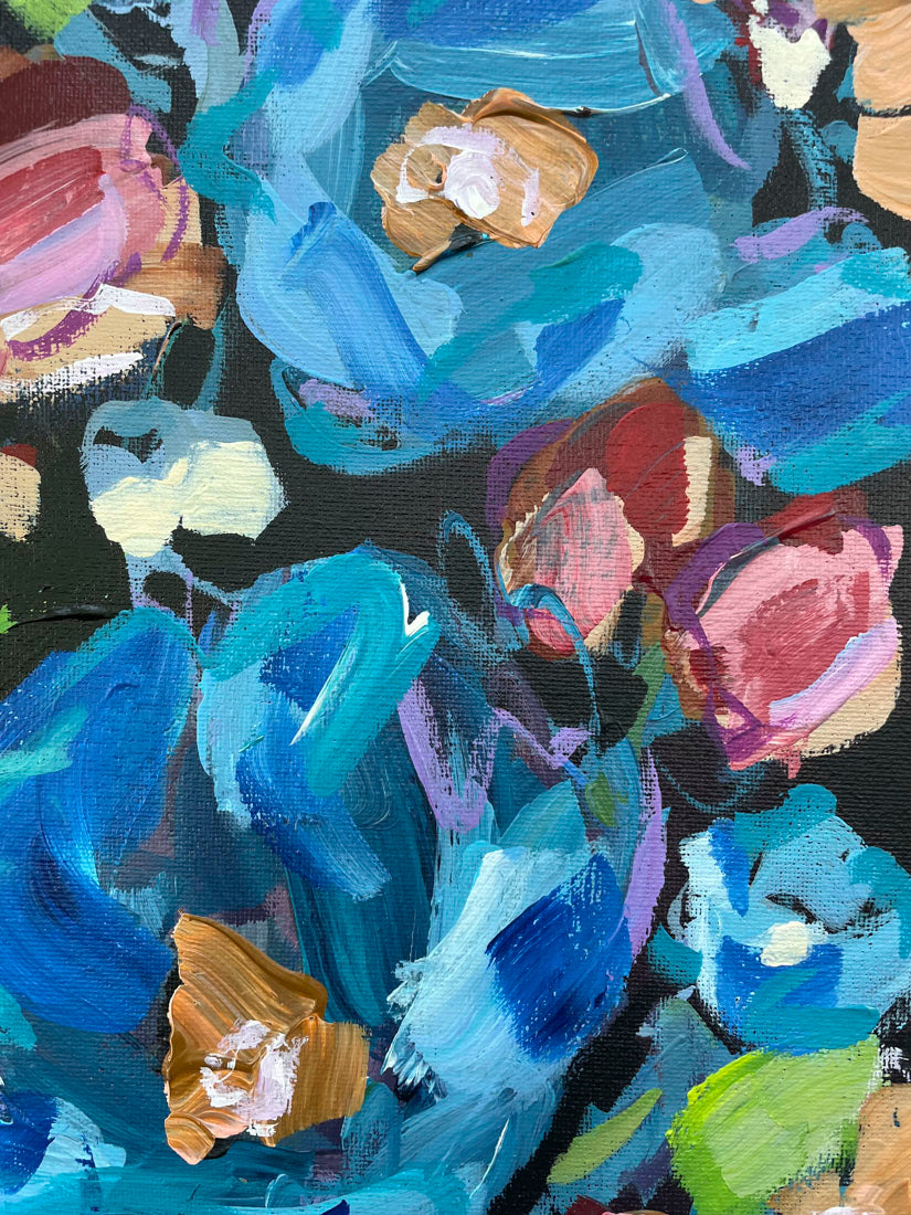Twilight Garden - Abstract Floral Painting 17x21in