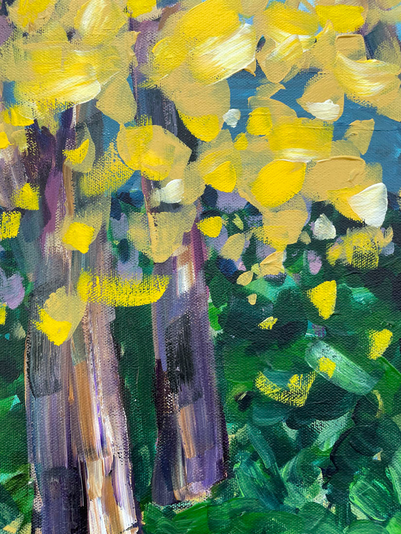 Yellow Trees - Abstract Landscape Painting 18x24in