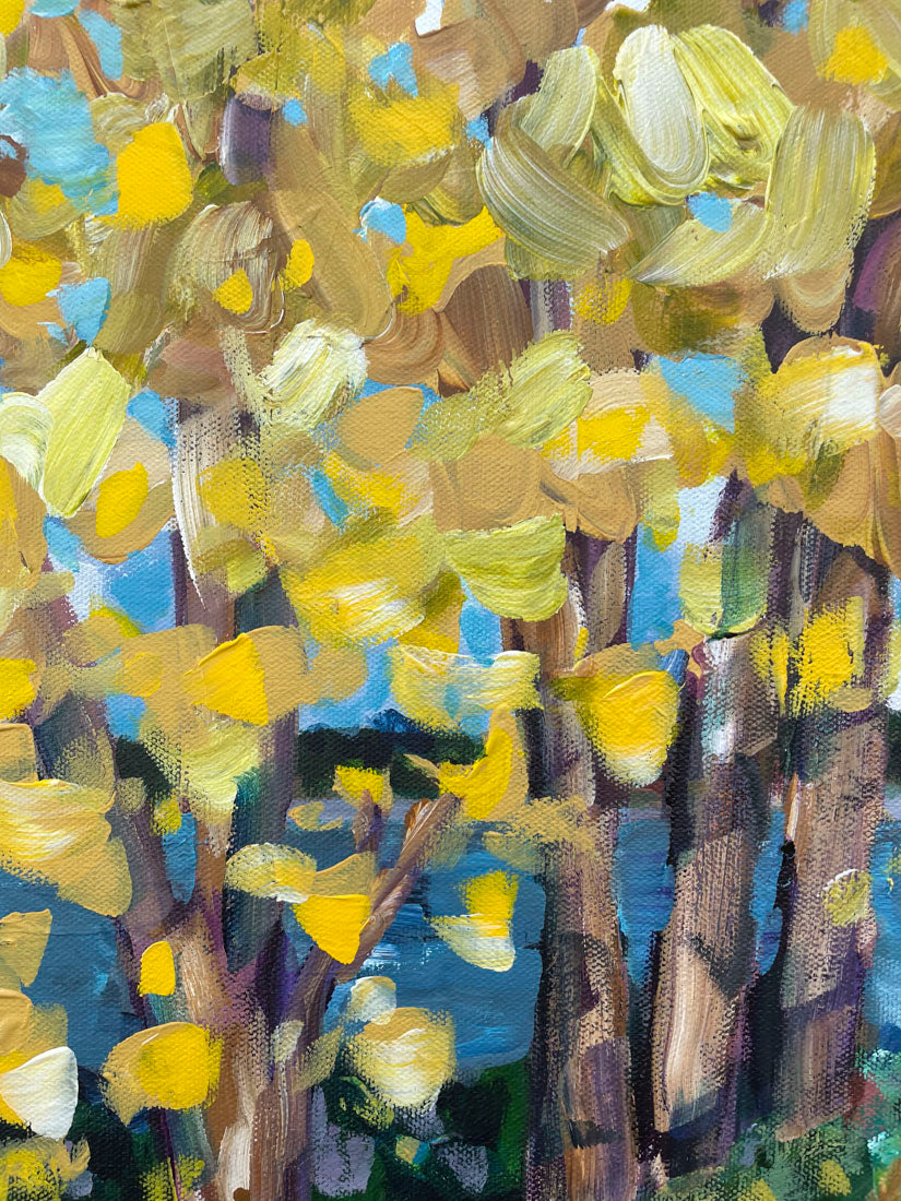 Yellow Trees - Abstract Landscape Painting 18x24in