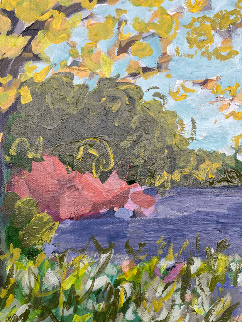 Lake Thoughts - Abstract Landscape Painting - 15x12 inches