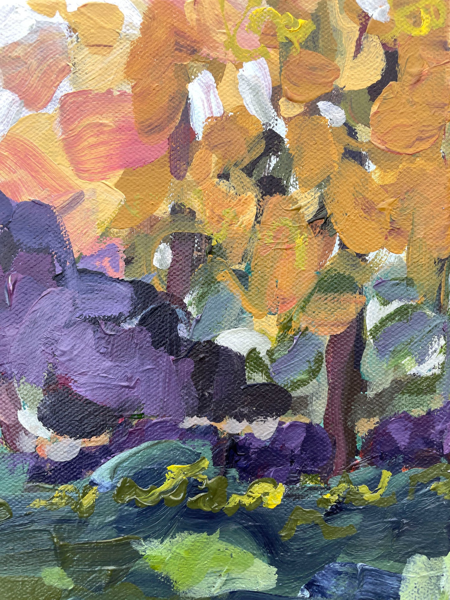 Purple Trees - Abstract Landscape Painting - 15x12 inches