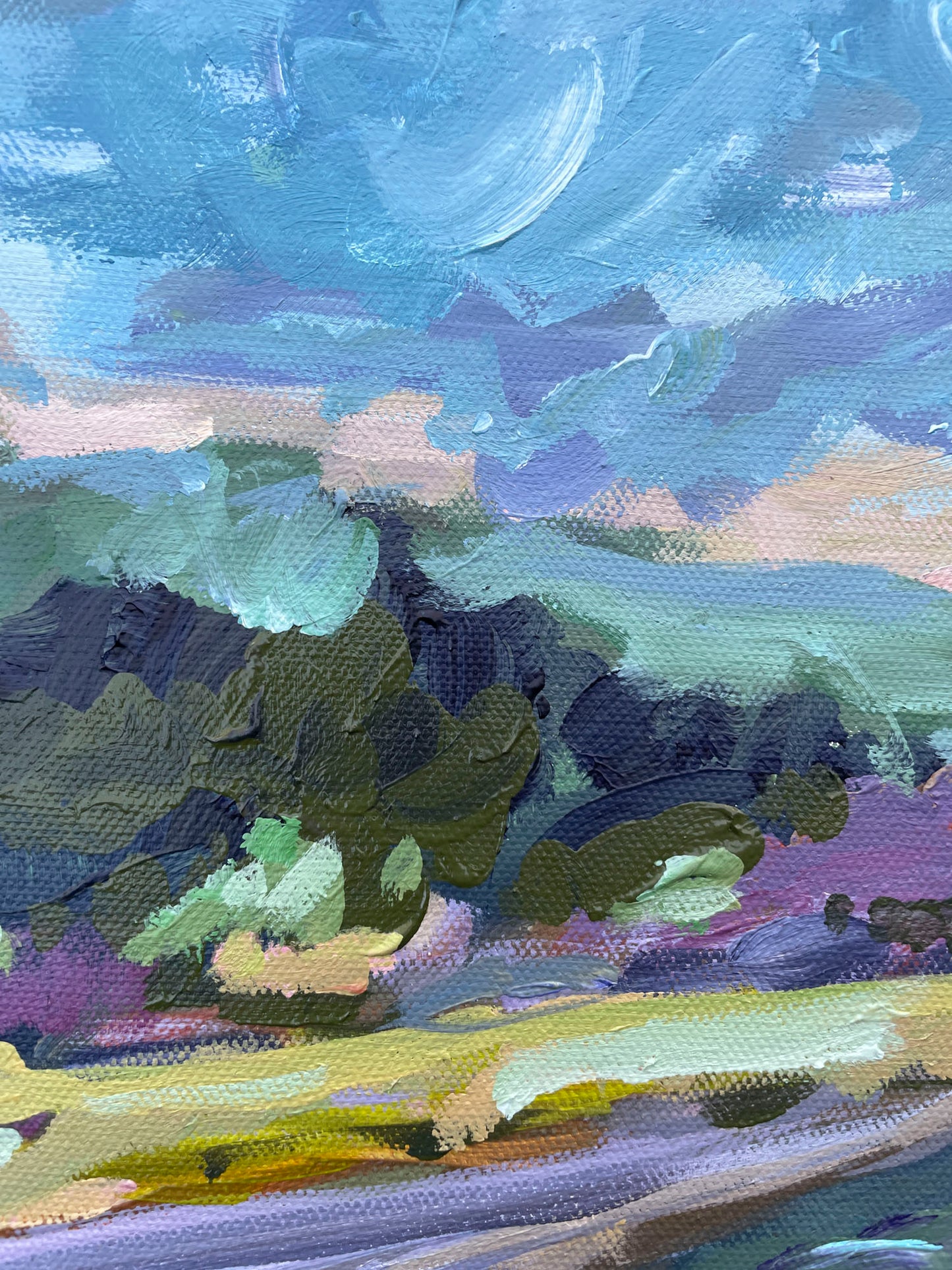River Bend - Abstract Landscape Painting - 12x15 inches