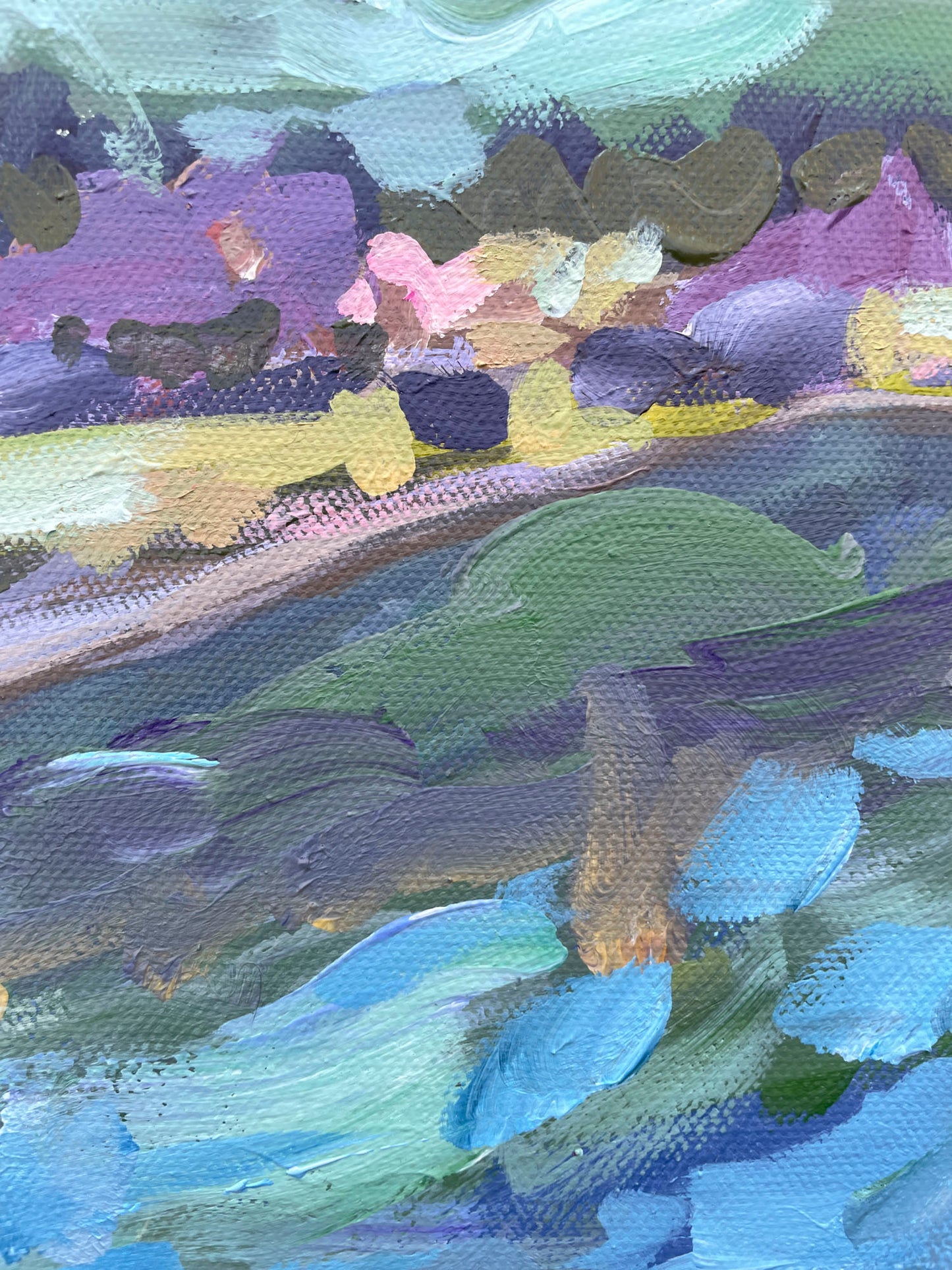 River Bend - Abstract Landscape Painting - 12x15 inches