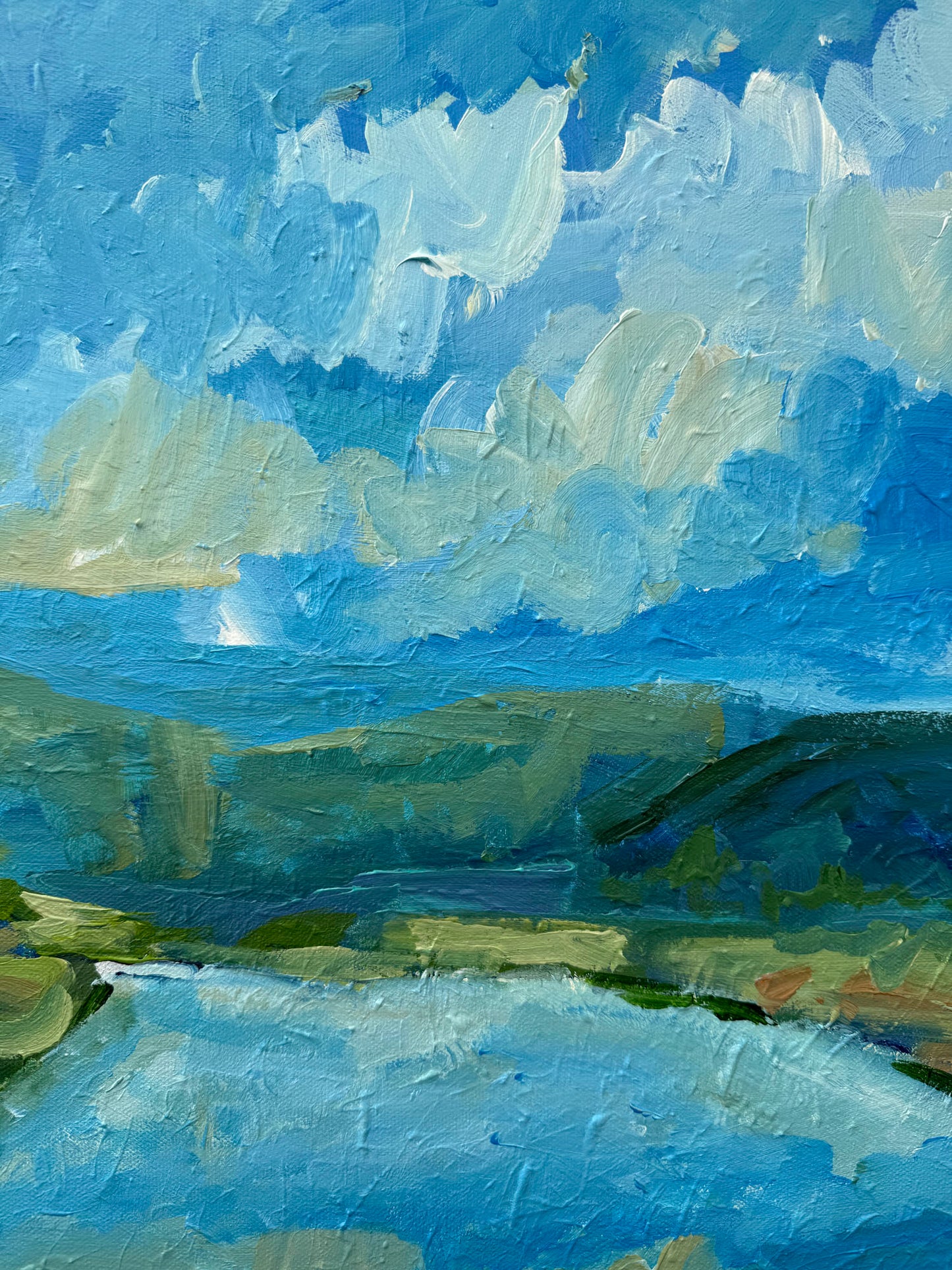 River Way - Abstract Landscape Painting - 36x25 inches