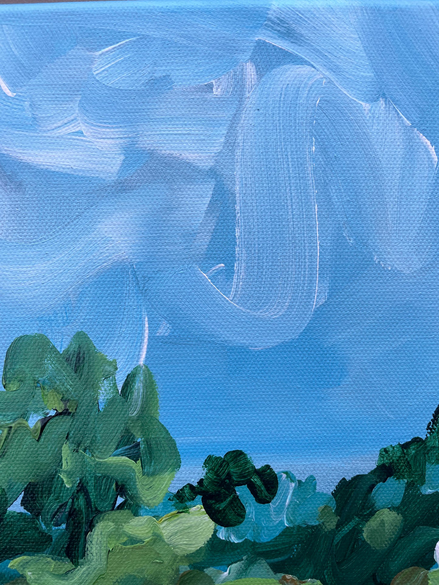 Summer Greens - Abstract Landscape Painting - 15x12 inches
