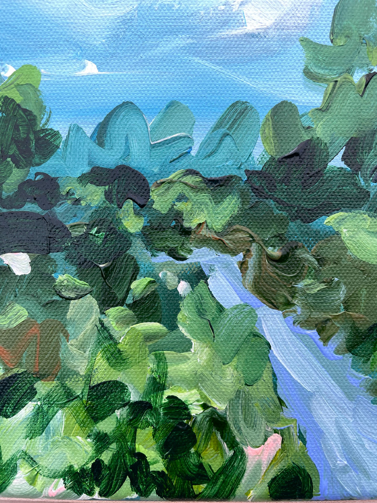 Summer Greens - Abstract Landscape Painting - 15x12 inches