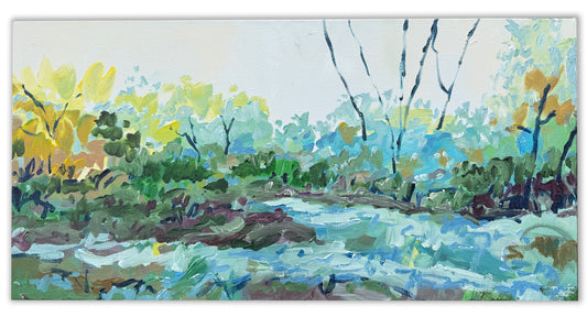 Wild River - Abstract Landscape Painting 12x24in