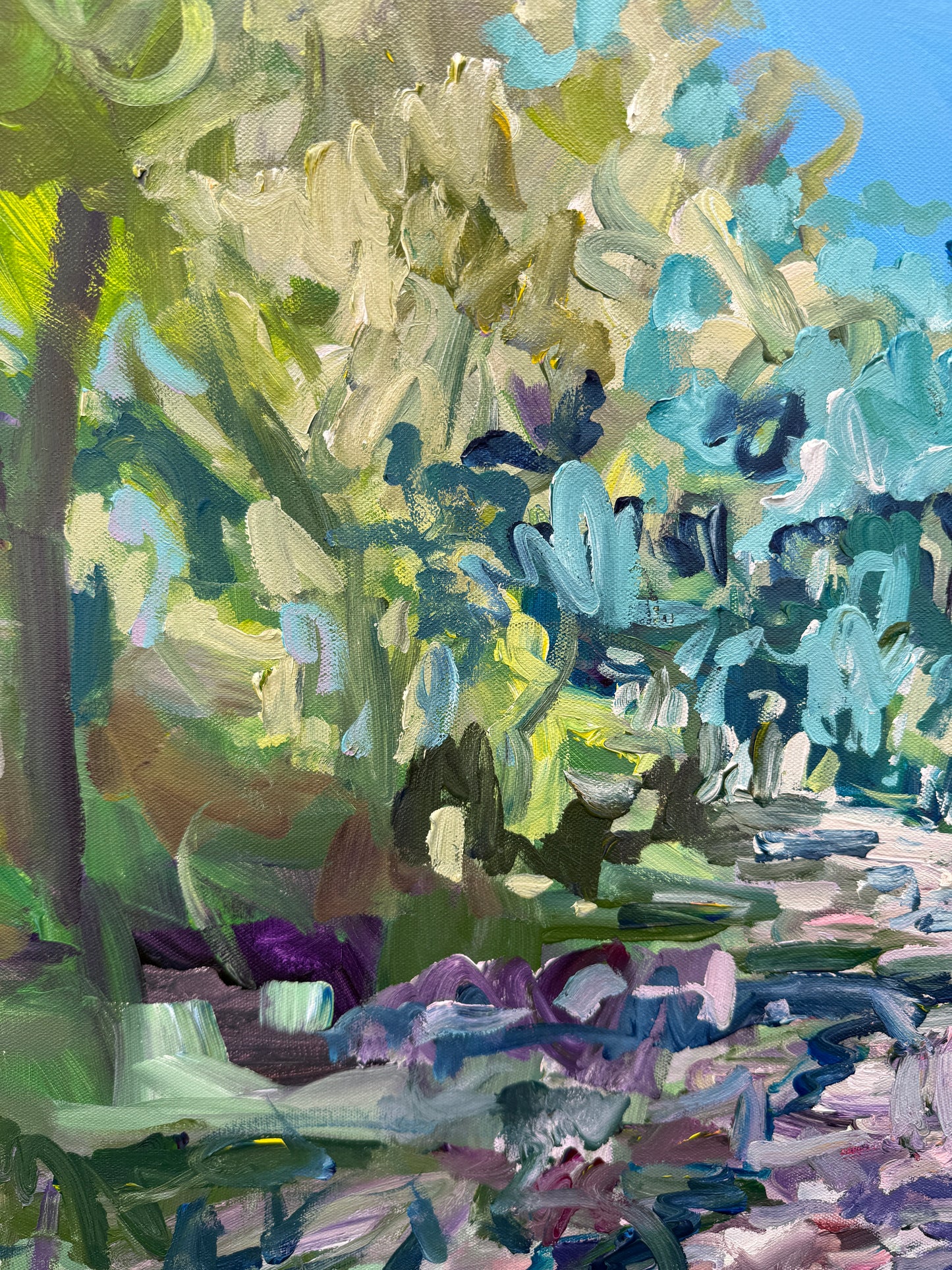 Between The Trees- Abstract Landscape Painting - 31x25 inches