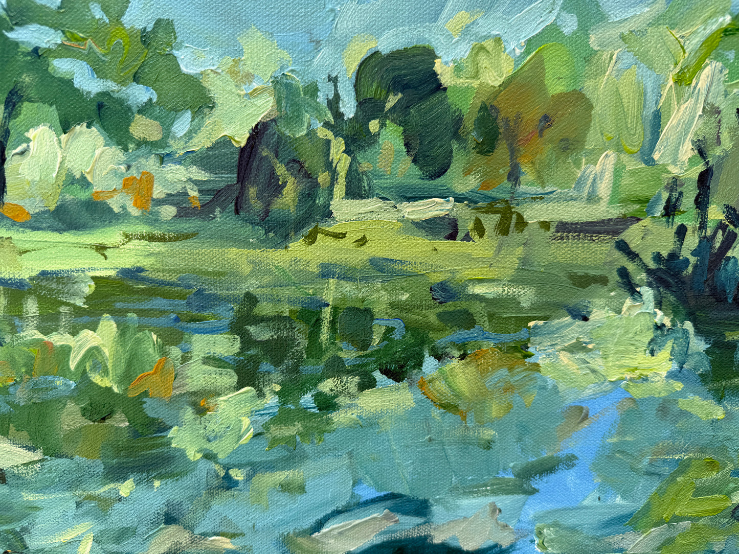 Saturday Stroll - Abstract Landscape Painting - 25x31 inches