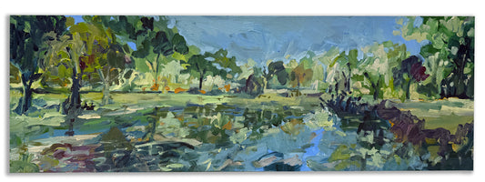 Saturday Stroll - Abstract Landscape Painting - 25x31 inches