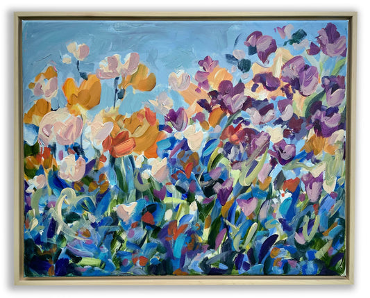 Summer Garden - Abstract Floral Painting - 21x17in