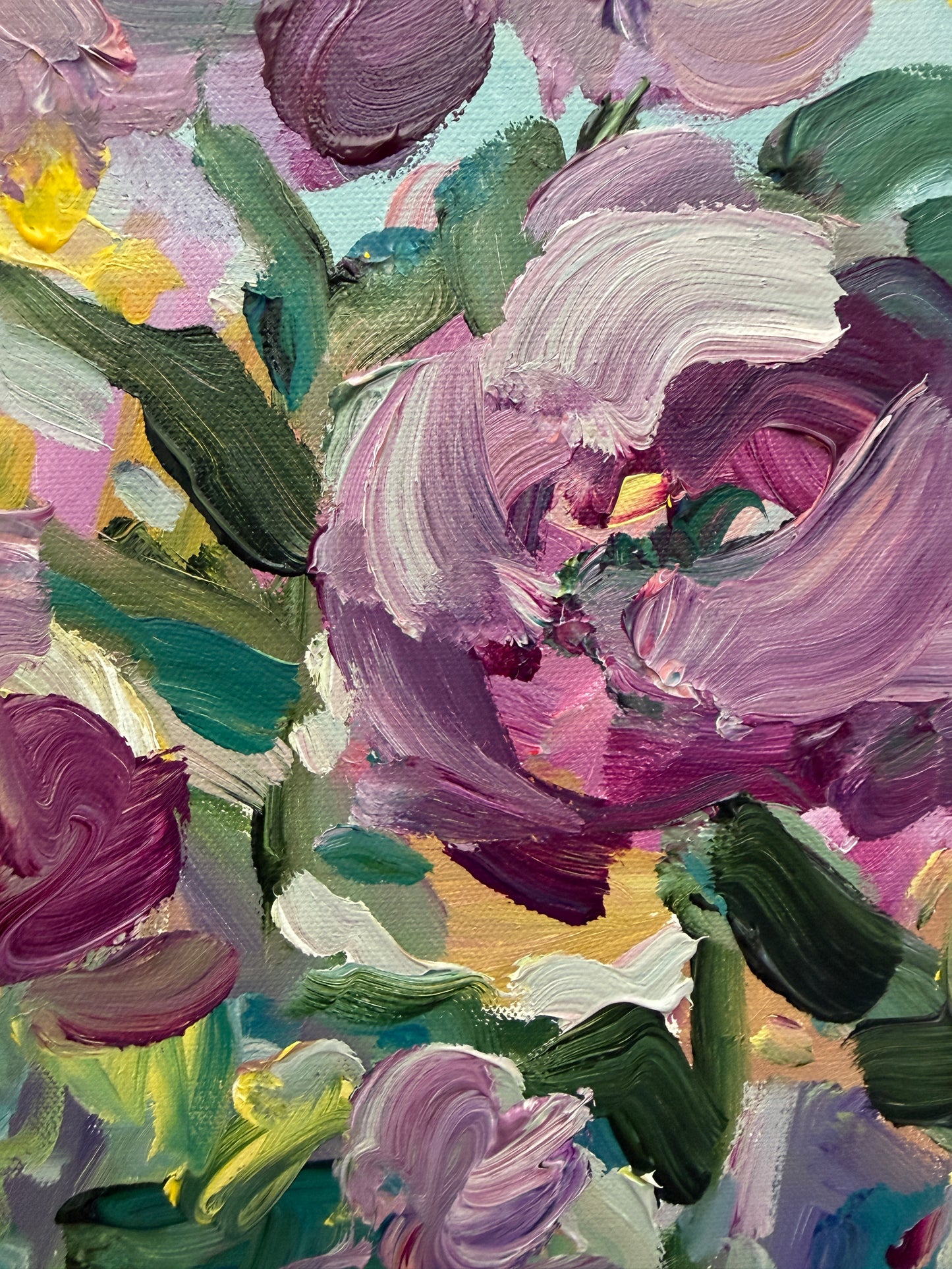 Blooming - Abstract Floral Painting - 13x13 inches