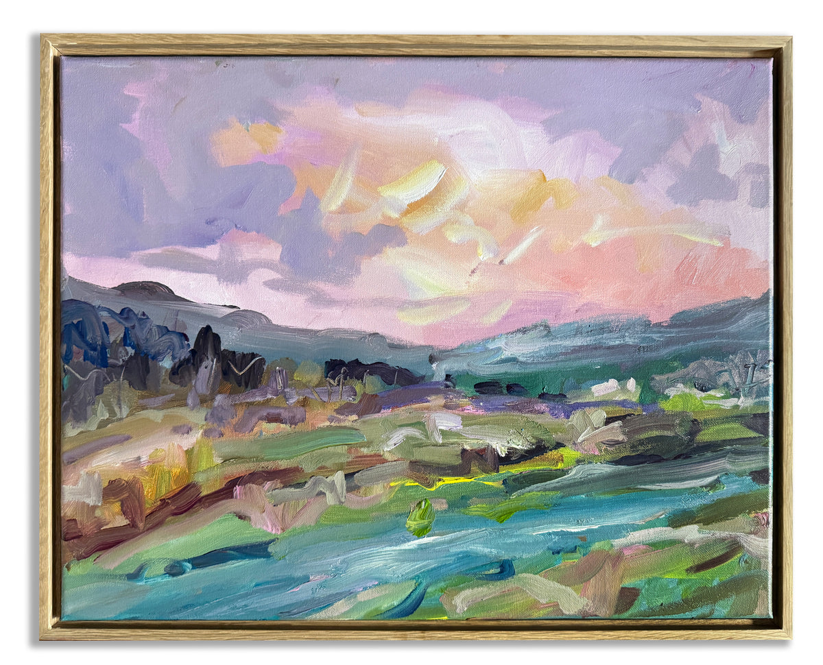 Before Sunset- Abstract Landscape Painting - 21x17 inches