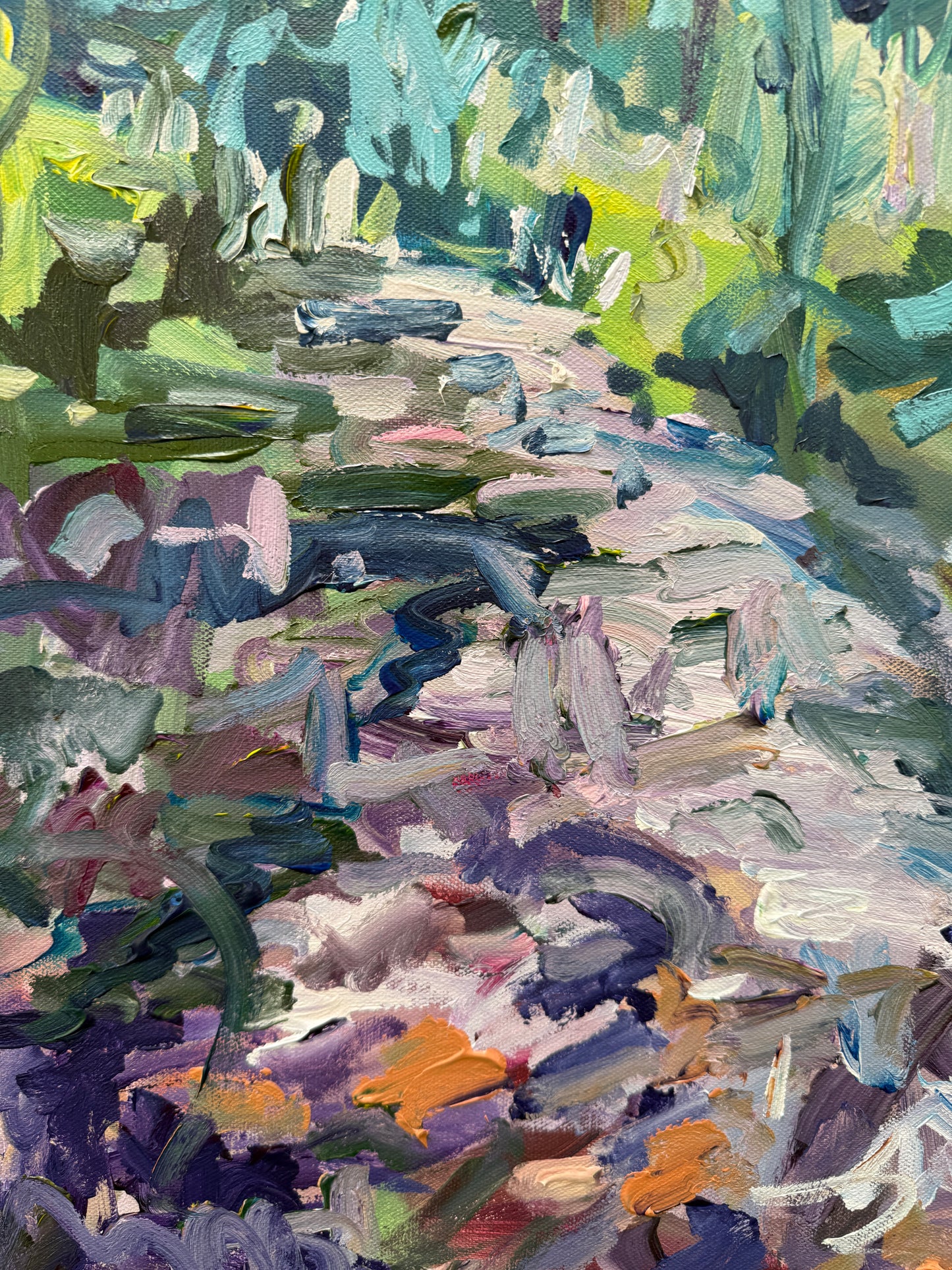 Between The Trees- Abstract Landscape Painting - 31x25 inches