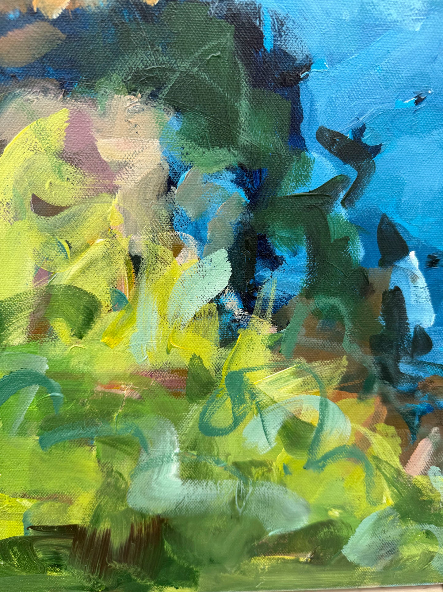 Creekside - Abstract Landscape Painting - 31x41 inches