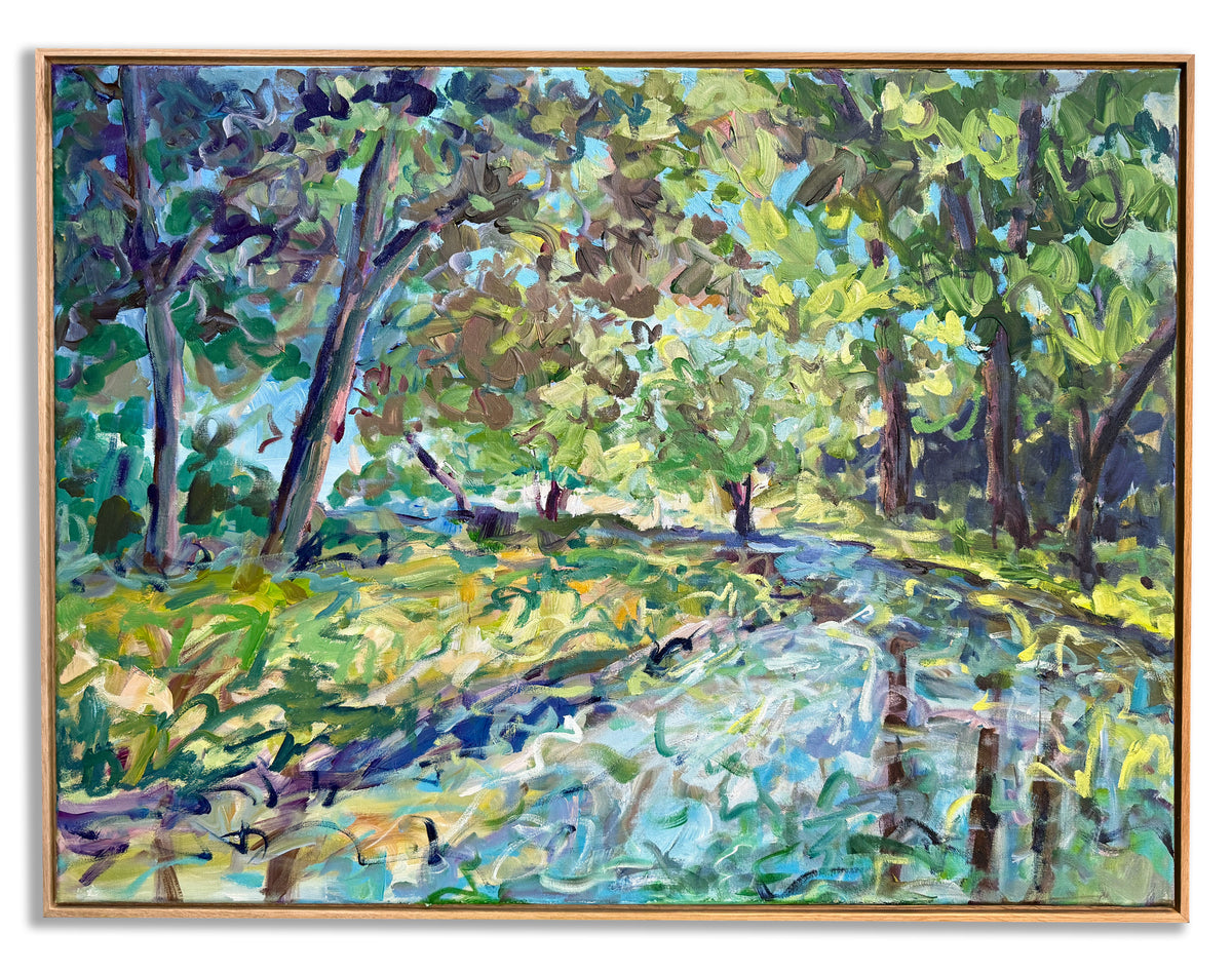 Crooked River - Abstract Landscape Painting - 41x31 inches