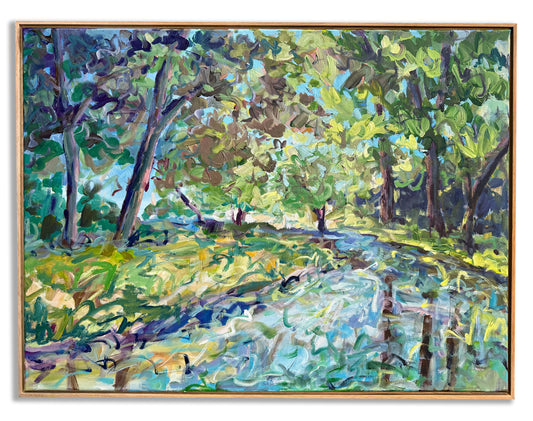 Crooked River - Abstract Landscape Painting - 41x31 inches
